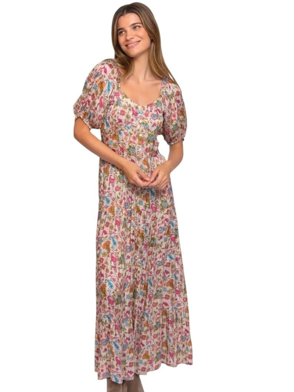 NATURAL LIFE Dress Floral Maxi Cottage Peasant Boho